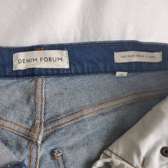 Denim Forum The Marianne Flare High Rise Medium Blue-Wash Jeans Size 27 - Picture 7 of 9